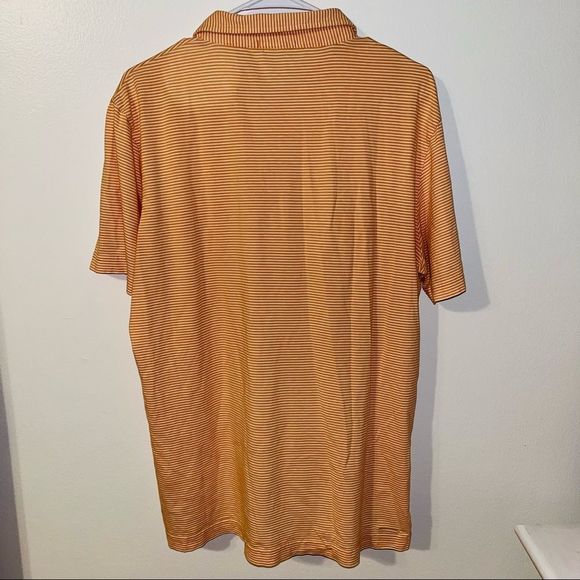 Peter Millar Men's Short Sleeve Orange & White Striped Polo Shirt medium top - Picture 3 of 8